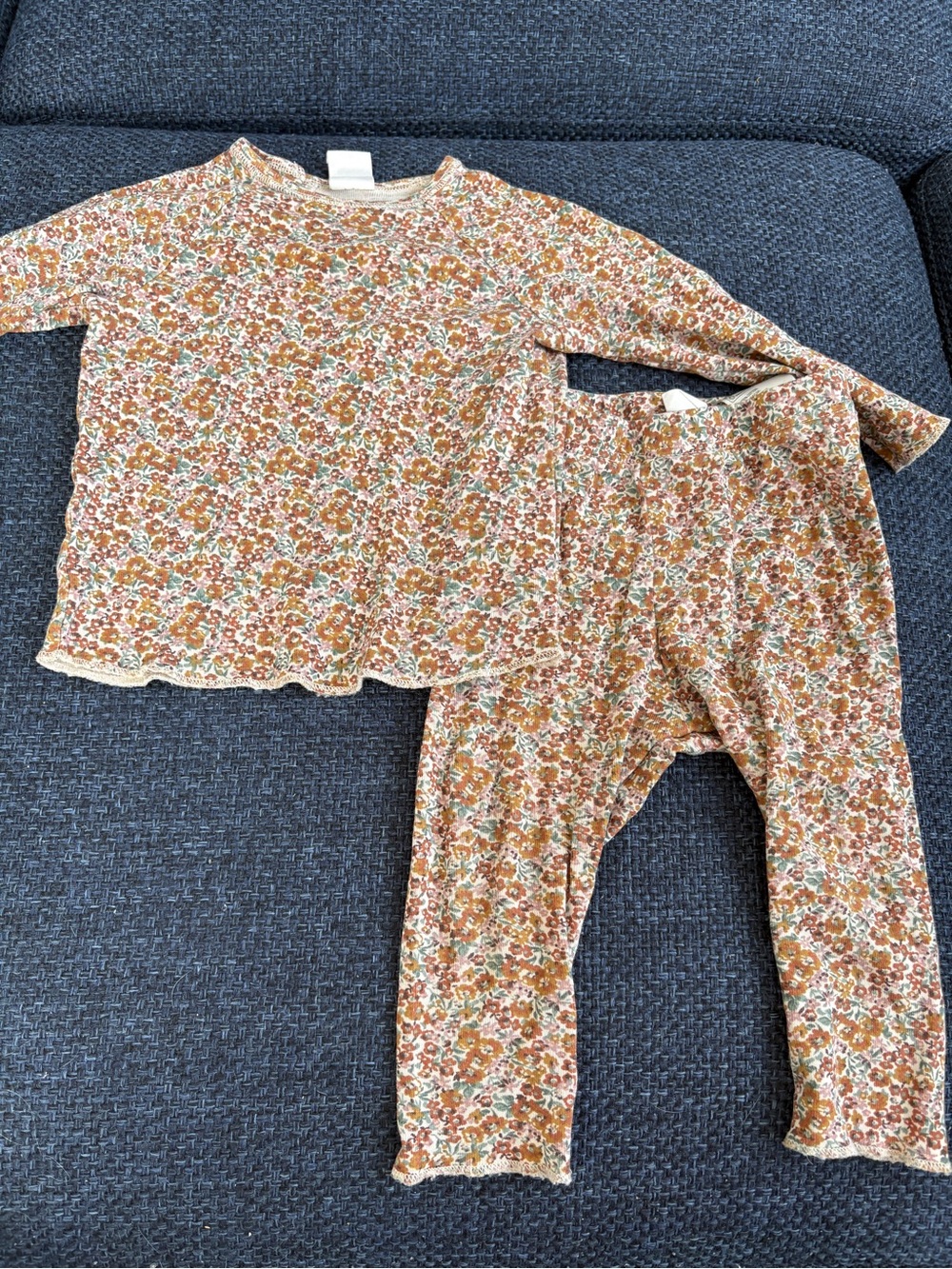H&M Kids Rust Floral Long-Sleeve Pajama Set